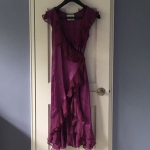 Silk ruffled wrap dress